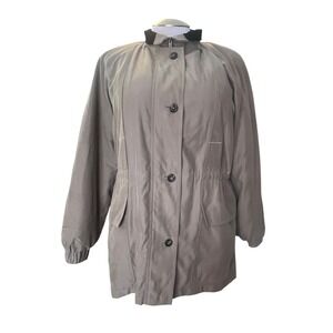Gallery Womens Beige Drawstring Waist Parka Jacket Medium Lightweight